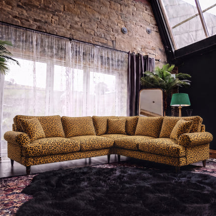 Dopamine 2 Corner 2 Sofa in Leopard Gold Velvet