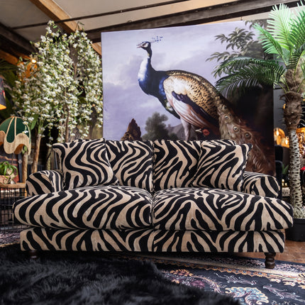Dopamine 2 Seater Sofa in Zebra Cream Stripe Velvet