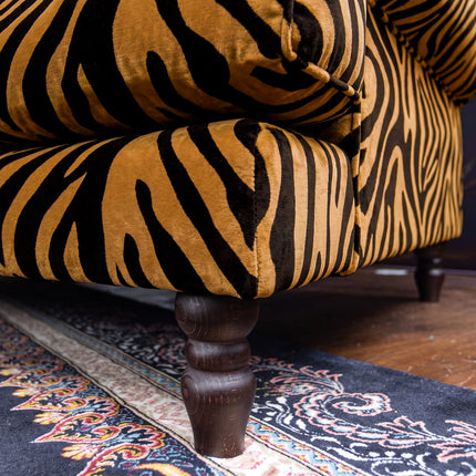 Dopamine 2 Seater Sofa in Zebra Gold Stripe Velvet