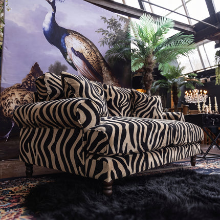 Dopamine 3 Seater Sofa in Zebra Cream Stripe Velvet
