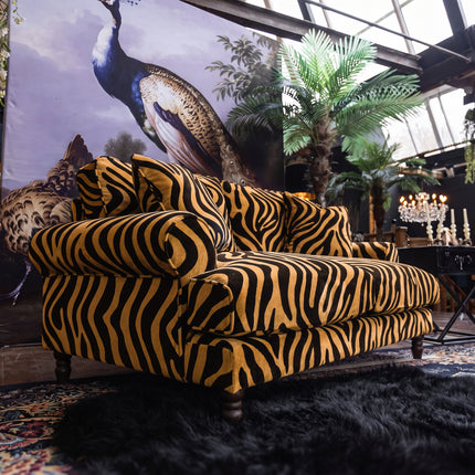 Dopamine 3 Seater Sofa in Zebra Gold Stripe Velvet