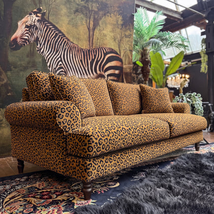 Dopamine 3 Seater in Leopard Gold Velvet