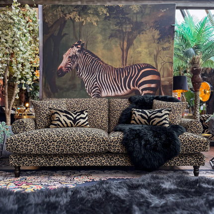 Dopamine 4 Seater Sofa in Leopard Cream Spot Velvet