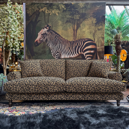 Dopamine 4 Seater Sofa in Leopard Cream Spot Velvet
