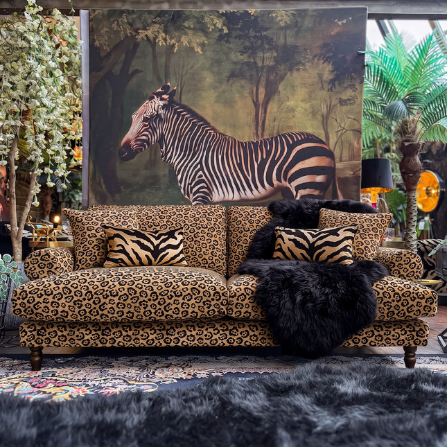Dopamine 4 Seater Sofa in Leopard Gold Spot Velvet