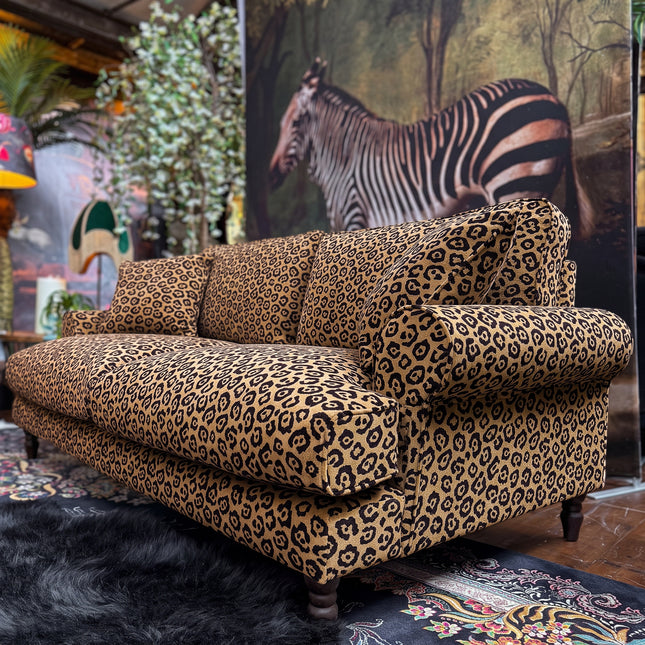 Dopamine 4 Seater Sofa in Leopard Gold Spot Velvet 
