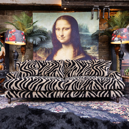 Dopamine 4 Seater Sofa in Zebra Cream Stripe Velvet