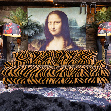 Dopamine 4 Seater Sofa in Zebra Gold Stripe Velvet