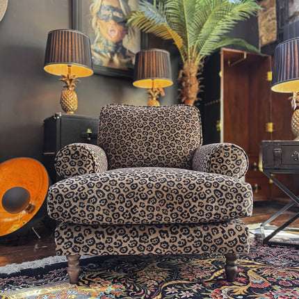 Dopamine Armchair in Leopard Cream Spot Velvet - Factory Seconds