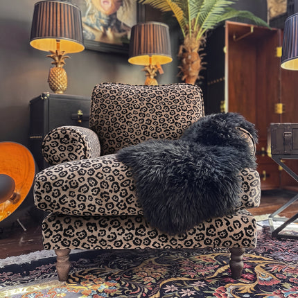 Dopamine Armchair in Leopard Cream Spot Velvet