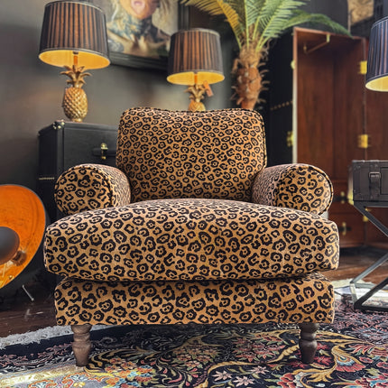 Dopamine Armchair in Leopard Gold Spot Velvet - Factory Seconds