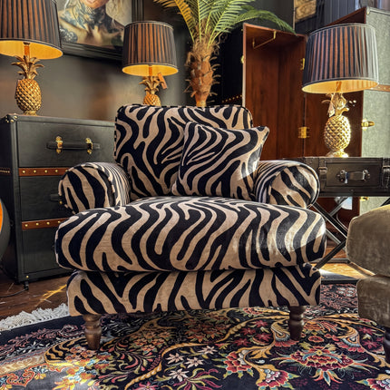 Dopamine Armchair in Zebra Cream Stripe Velvet