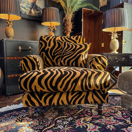 Dopamine Armchair in Zebra Gold Stripe Velvet