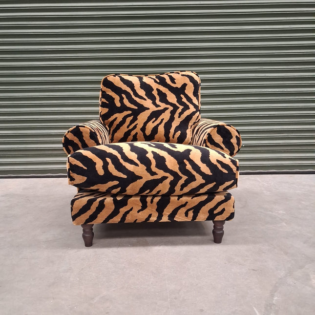 Dopamine Armchair in Zebra Gold Velvet - Ex Display