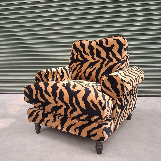 Dopamine Armchair in Zebra Gold Velvet - Ex Display