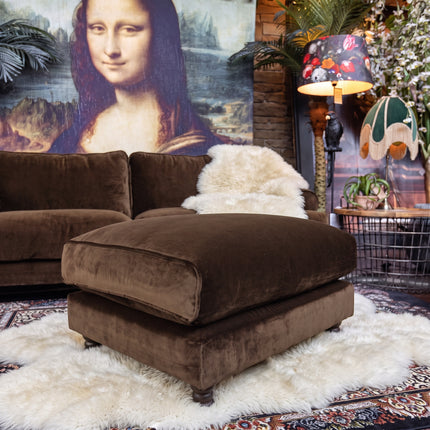 Dopamine Footstool in Opulence Brown Velvet 