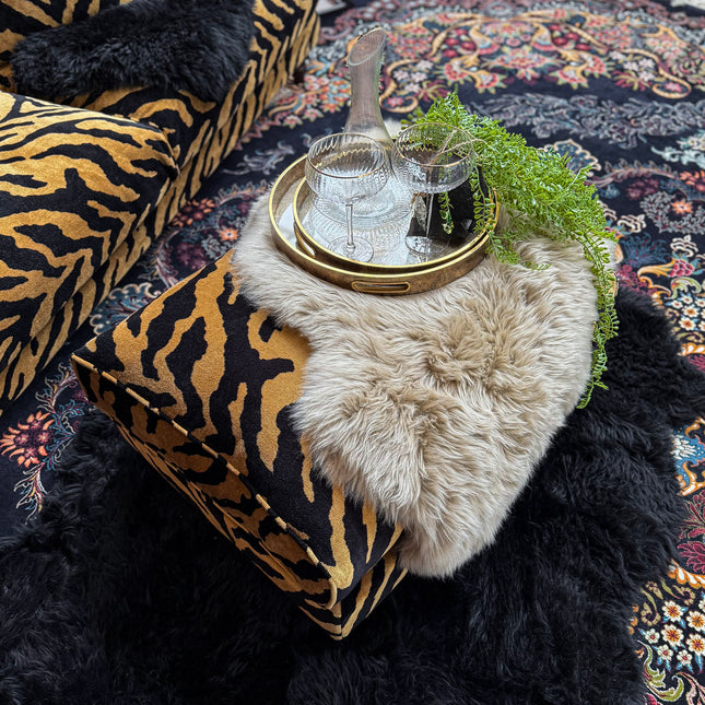 Dopamine Footstool in Animal Velvet