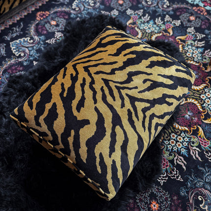 Dopamine Footstool in Zebra Gold Velvet