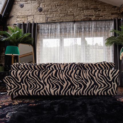 Dopamine LHF Chaise Sofa in Zebra Cream Stripe Velvet