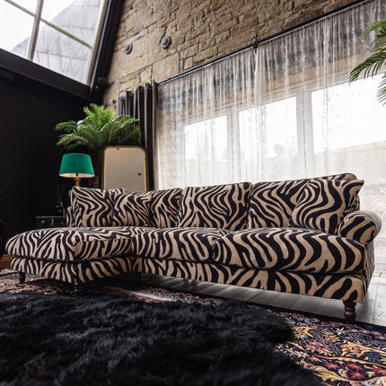 Dopamine LHF Chaise Sofa in Zebra Cream Stripe Velvet