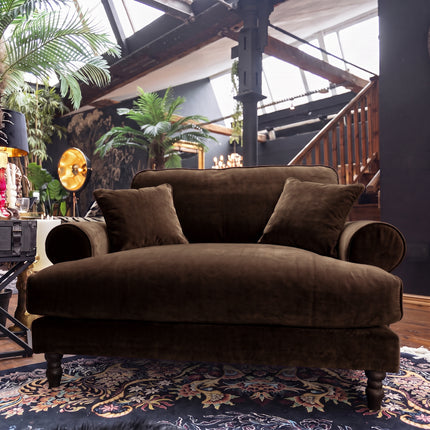 Dopamine Loveseat Snuggler Sofa in Opulence Brown