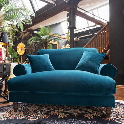Dopamine Loveseat Snuggler in Teal Opulence Velvet