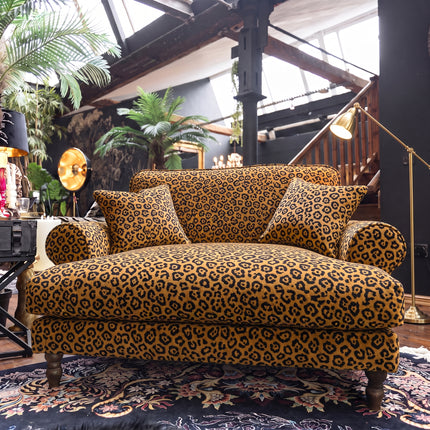 Dopamine Loveseat in Leopard Gold Velvet