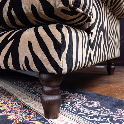 Dopamine RHF Chaise Sofa in Zebra Cream Stripe Velvet