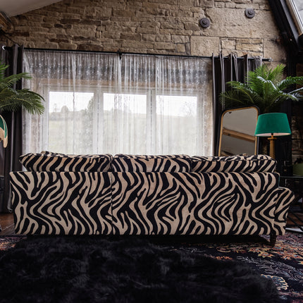 Dopamine RHF Chaise Sofa in Zebra Cream Stripe Velvet