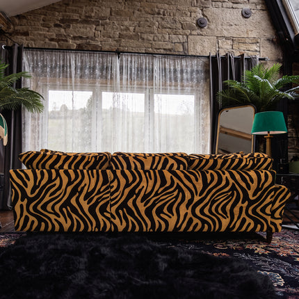 Dopamine RHF Chaise Sofa in Zebra Gold Stripe Velvet