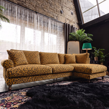 Dopamine RHF Chaise in Leopard Gold Velvet