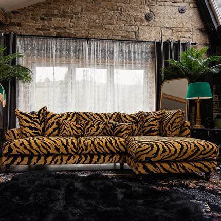 Dopamine RHF ChaiseSofa  in Zebra Gold Velvet