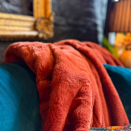 Double-Face Faux Fur Throw in Amber