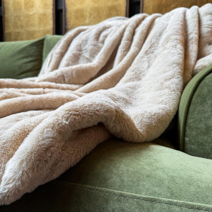Throw Double Sided Faux Fur in Beige Taupe