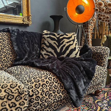 Throw Double Sided Faux Fur in Black
