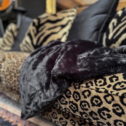 Throw Double Sided Faux Fur in Black