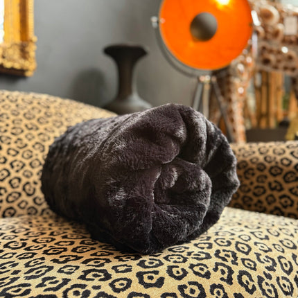 Throw Double Sided Faux Fur in Black