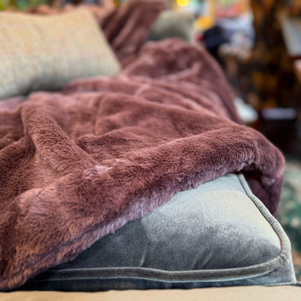 Throw Double Sided Faux Fur in Chocolate Brown