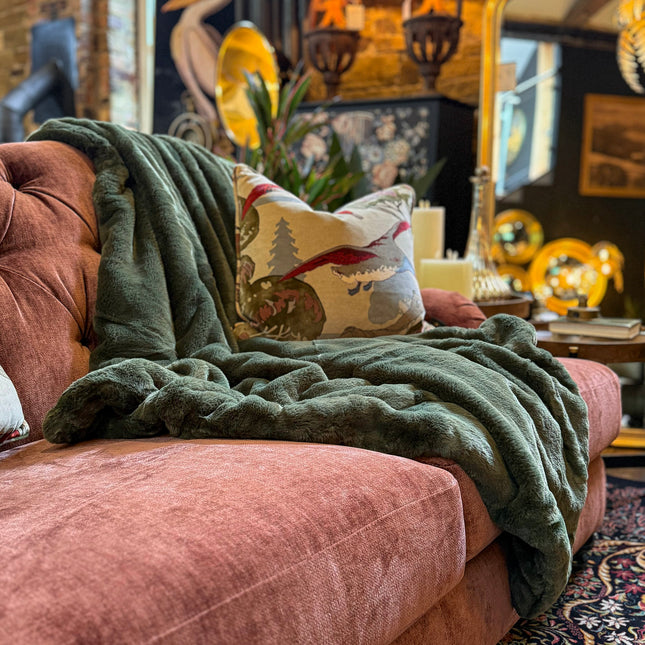 Throw Double Sided Faux Fur in Emerald