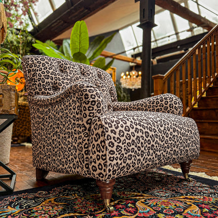 Eaton Chesterfield Armchair in Animal Velvet