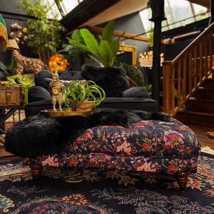 Eaton Chesterfield Footstool in Fantasia Floral Velvet