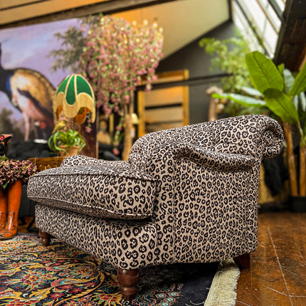 Eaton Chesterfield Loveseat Snuggler in Animal Velvet