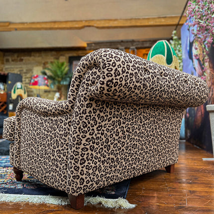 Eaton Chesterfield Loveseat Snuggler in Animal Velvet