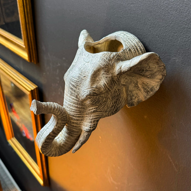 Elephant Head Wall Vase Planter