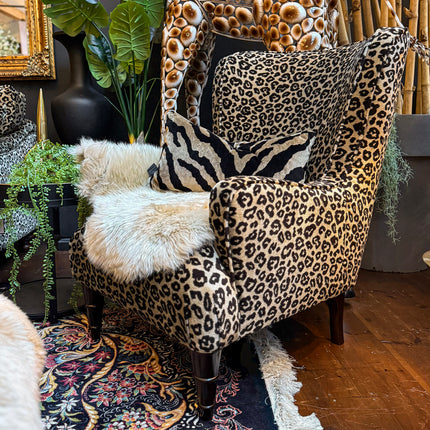 Empire Armchair in Leopard Cream Velvet