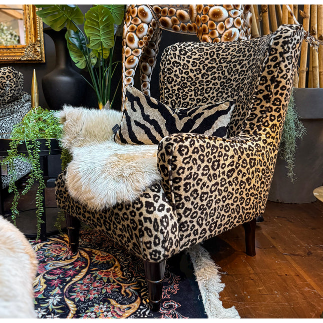 Empire Armchair in Leopard Velvet