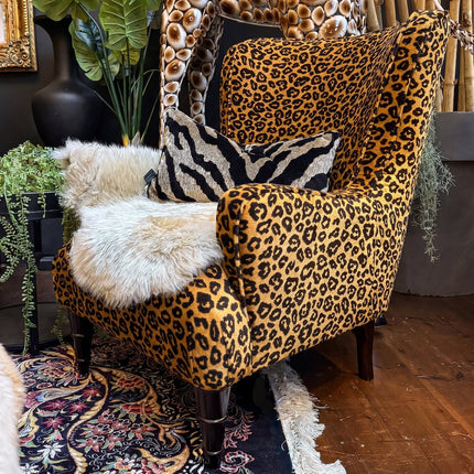 Empire Armchair in Leopard Gold Velvet