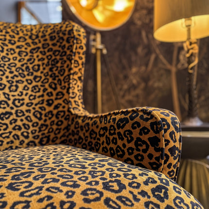 Empire Armchair in Leopard Gold Velvet