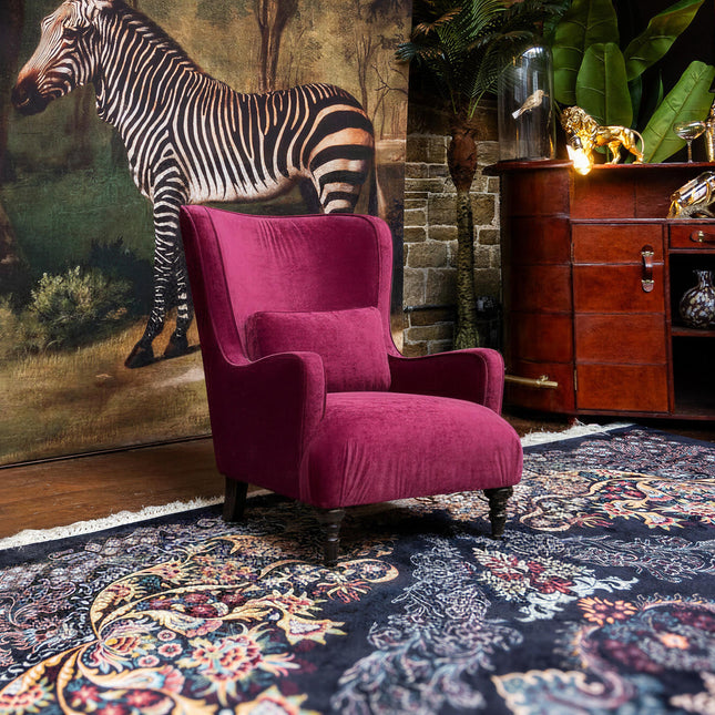 Empire Armchair Wingback in Dark Pink Richmond Glamour Velvet