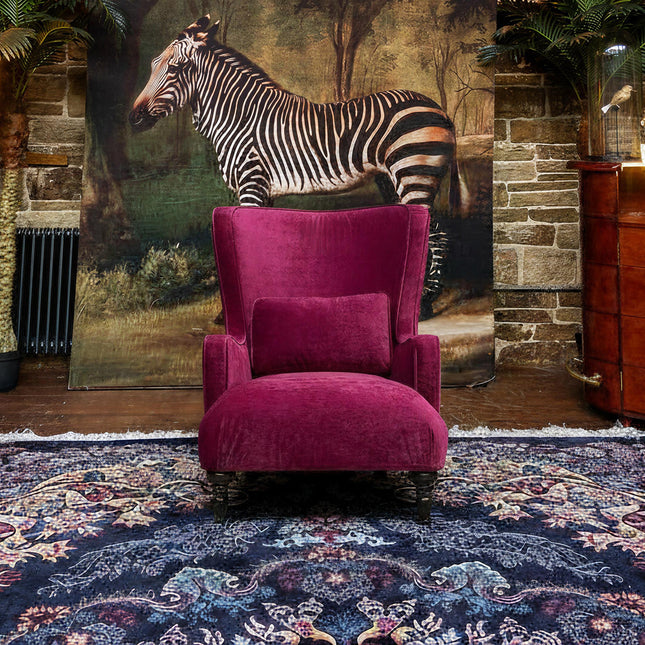 Empire Armchair Wingback in Dark Pink Richmond Glamour Velvet